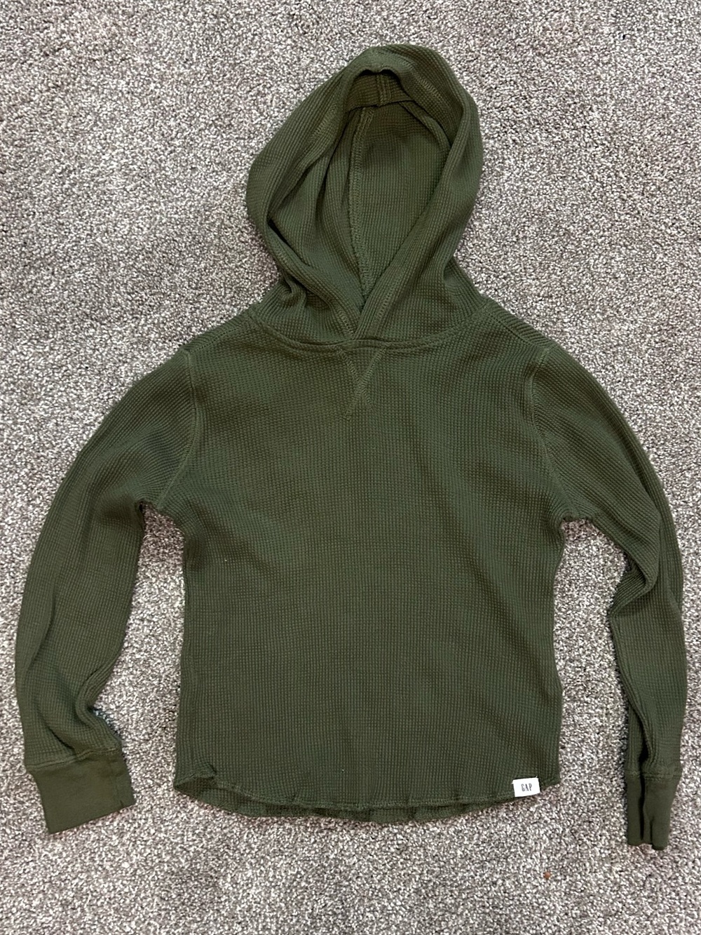 Gap waffle shirt with hoodie in olive green